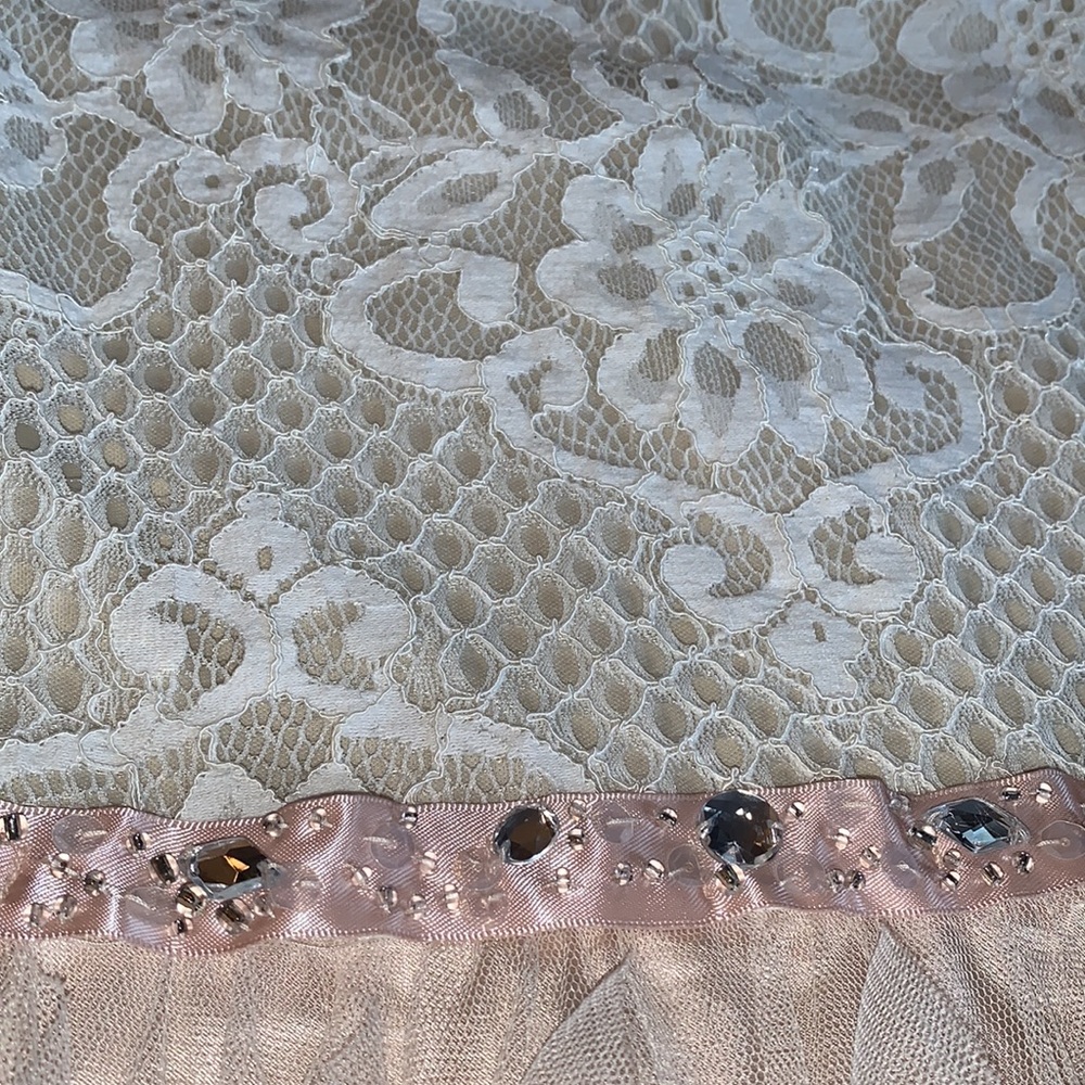 Rare Editions 12 Lace Overlay Dress EUC Cream Blush Color Special Occasion - Picture 12 of 17